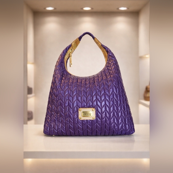 ALVIERO MARTINI 1A Classe Purple Quilted Hobo Bag – Made in Bulgaria – Authentic - Picture 3 of 13